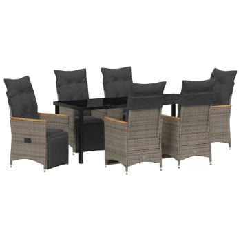 Garten Essgruppe 7 stk. Grau Poly-Rattan