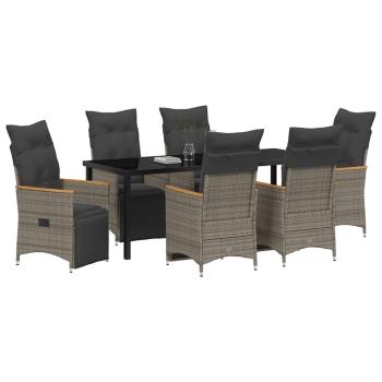 Garten Essgruppe 7 stk. Grau Poly-Rattan