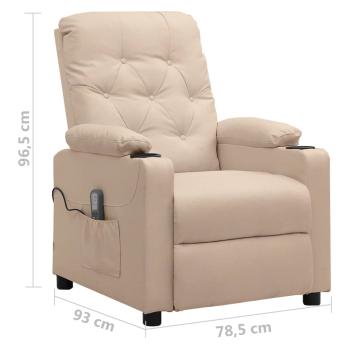 Massagesessel mit Aufstehhilfe Creme Stoff