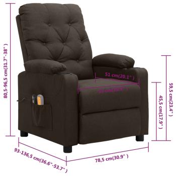 Massagesessel Elektrisch Dunkelbraun Stoff