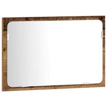 3-teiliges Badezimmermöbel Set Altholz MDF Waschbeckenunterschrank mit Becken und Wandspiegel für rustikale Aufbewahrungslösungen