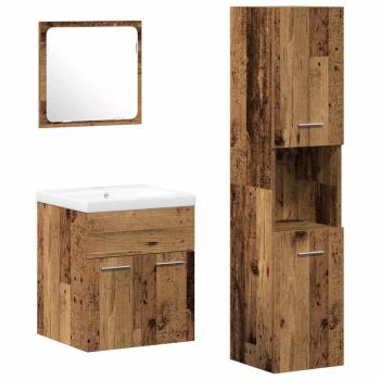Badezimmermöbel-Set 4 Stk. Altholz Holzwerkstoff
