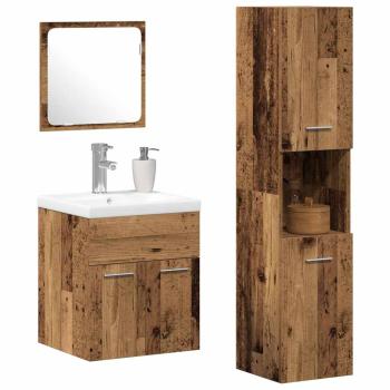 Badezimmermöbel-Set 4 Stk. Altholz Holzwerkstoff