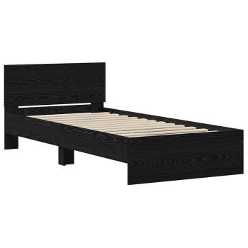 Bettgestell ohne Matratze mit Kopfteil Schwarzes Eichenholz 75x190 cm