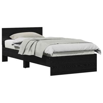 Bettgestell ohne Matratze mit Kopfteil Schwarzes Eichenholz 75x190 cm