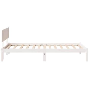 Bettgestell mit Kopfteil Weiß 90x190 cm aus massivem Kiefernholz