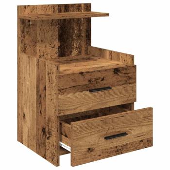 Nachttische 2 Stk. mit 2 Schubladen Altes Holz 40x36,5x62 cm