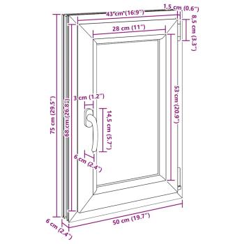 Kellerfenster "RISOR" 50x75 cm Drehkipp DIN Rechts Weiß