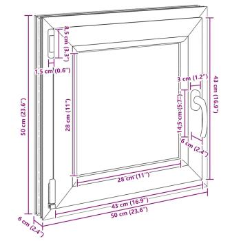 Kellerfenster "RISOR" 50x50 cm Drehkipp DIN Links Weiß