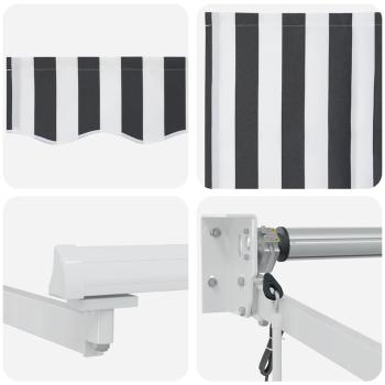 Markise Einziehbar Anthrazit und Weiß 5x3 m Stoff und Aluminium
