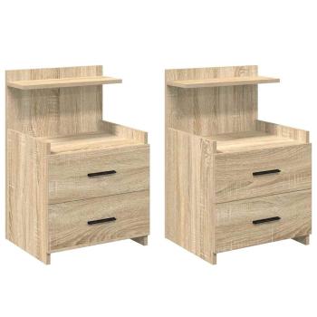 Nachttische 2-tlg. mit 2 Schubladen Sonoma-Eiche 40x36,5x62 cm