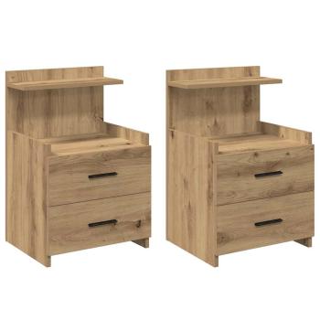 Nachttische 2 Stk. mit 2 Schubladen Artisan-Eiche 40x36,5x62 cm