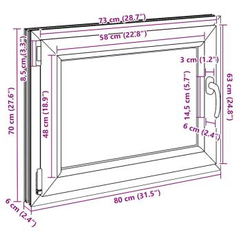 Kellerfenster "RISOR" 80x70 cm Drehkipp DIN Links Weiß