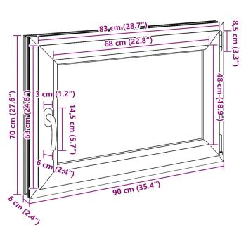 Kellerfenster "RISOR" 90x70 cm Drehkipp DIN Rechts Weiß