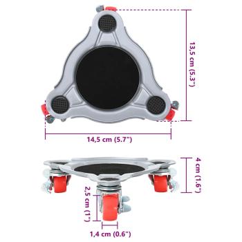 Möbelrollen 4 Stk. mit Heber 14,5x13,5x4 cm Stahl 400 kg