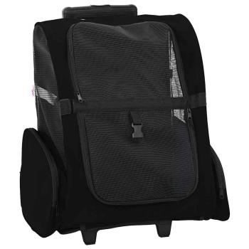 ARDEBO.de - Trolley für Haustiere 3-in-1 Schwarz 48x32x57 cm cm Oxford-Gewebe