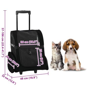 Trolley für Haustiere 3-in-1 Schwarz 48x32x57 cm cm Oxford-Gewebe