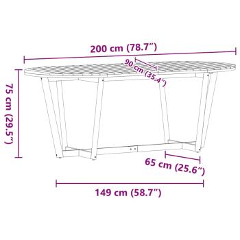 Garten-Esstisch Oval 200x90x75 cm Massivholz Akazie