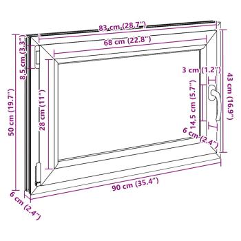 Kellerfenster "RISOR" 90x50 cm Drehkipp DIN Links Weiß