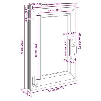 Kellerfenster "RISOR" 50x75 cm Drehkipp DIN Links Anthrazit