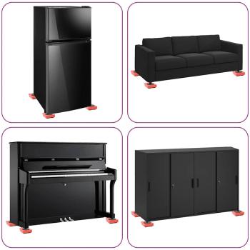 Möbelrollen 8 Stück mit Hebern Rot 9,8x7,5x3 cm 150 kg