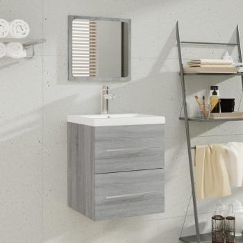 ARDEBO.de - Waschbeckenschrank mit Einbaubecken Grau Sonoma Holzwerkstoff