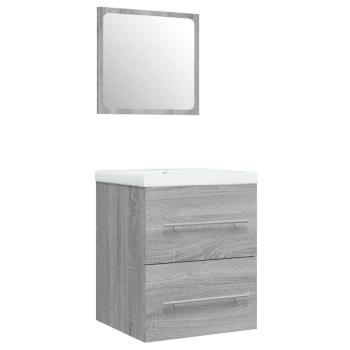 Waschbeckenschrank mit Einbaubecken Grau Sonoma Holzwerkstoff