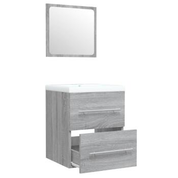 Waschbeckenschrank mit Einbaubecken Grau Sonoma Holzwerkstoff