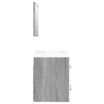 Waschbeckenschrank mit Einbaubecken Grau Sonoma Holzwerkstoff