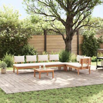 ARDEBO.de - 5-teiliges Garten-Essset mit Kissen aus massivem Teakholz, 2-teiliges Gartenbankset aus massivem Teakholz