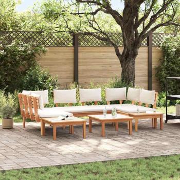 ARDEBO.de - 4-teiliges Gartenbank Set mit Kissen aus massivem Teakholz, 2-teiliges Gartenbank Set aus massivem Teakholz