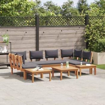 4-teiliges Gartenbank Set mit Kissen aus massivem Teakholz, 2-teiliges Gartenbank Set aus massivem Teakholz