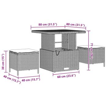13-teilige Garten Sofa Set mit Kissen Beige Poly Rattan Akazie, 2-Sitzer Garten Sofa mit Kissen Beige Poly Rattan, 3-teilige Garten Essgruppe mit Kissen Beige Poly Rattan Akazie