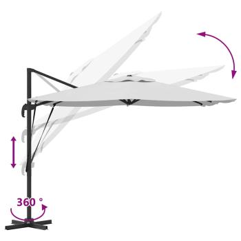 Terrassenschirm Sand Polyesterdach 3m Verstellbare Armlehnen