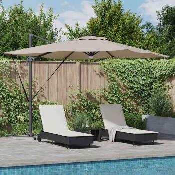 ARDEBO.de - Freischwinger Roma-Parasol mit LEDs Taupe 286x285x270 cm Aluminium