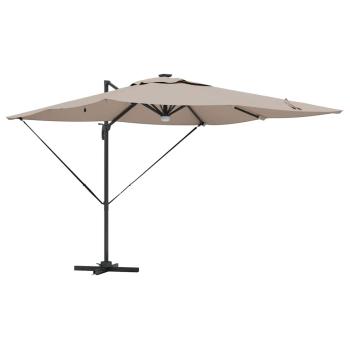 Freischwinger Roma-Parasol mit LEDs Taupe 286x285x270 cm Aluminium