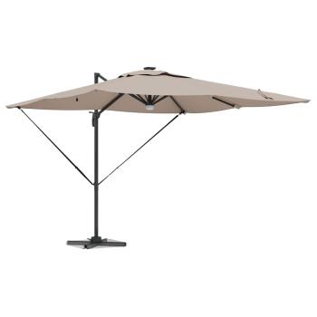 Freischwinger Roma-Parasol mit LEDs Taupe 286x285x270 cm Aluminium
