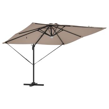 Freischwinger Roma-Parasol mit LEDs Taupe 286x285x270 cm Aluminium