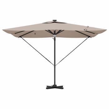 Freischwinger Roma-Parasol mit LEDs Taupe 286x285x270 cm Aluminium