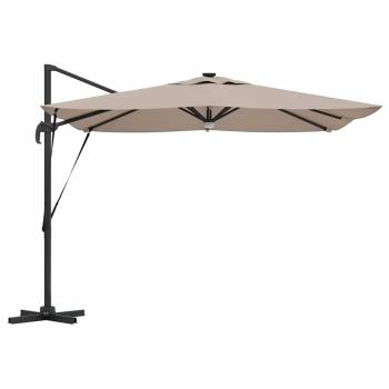 Freischwinger Roma-Parasol mit LEDs Taupe 286x285x270 cm Aluminium