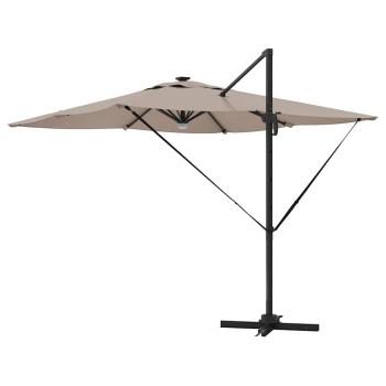 Freischwinger Roma-Parasol mit LEDs Taupe 286x285x270 cm Aluminium
