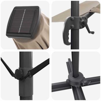 Freischwinger Roma-Parasol mit LEDs Taupe 286x285x270 cm Aluminium