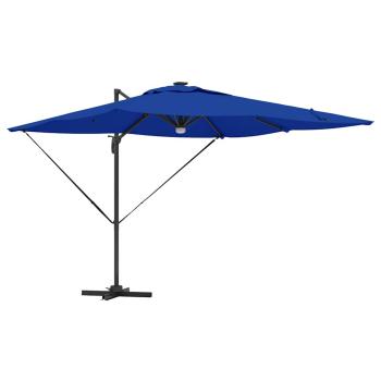Freischwinger Roma Sonnenschirm mit LEDs Azurblau 286x285x270 cm Aluminium
