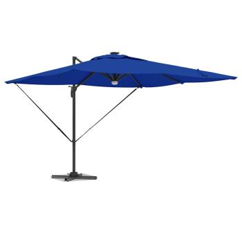 Freischwinger Roma Sonnenschirm mit LEDs Azurblau 286x285x270 cm Aluminium