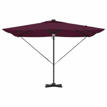 Freischwingender Roma Schirm mit LEDs Burgunderrot 286x285x270 cm Aluminium