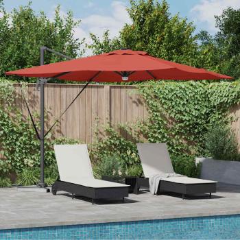 ARDEBO.de - Freischwingende Roma-Parasol mit LEDs Terracotta 286x285x270 cm Aluminium