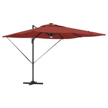 Freischwingende Roma-Parasol mit LEDs Terracotta 286x285x270 cm Aluminium