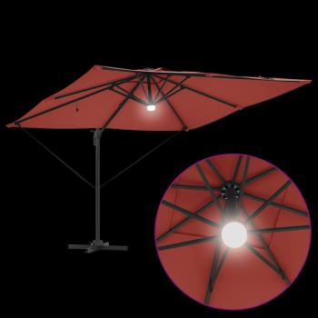 Freischwingende Roma-Parasol mit LEDs Terracotta 286x285x270 cm Aluminium