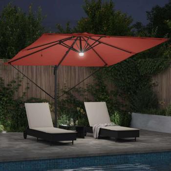Freischwingende Roma-Parasol mit LEDs Terracotta 286x285x270 cm Aluminium