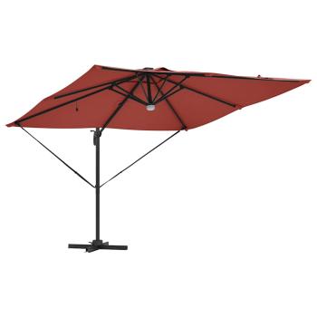 Freischwingende Roma-Parasol mit LEDs Terracotta 286x285x270 cm Aluminium